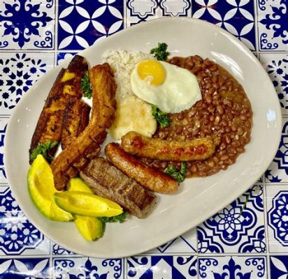   Bandeja Paisa:  將濃郁的肉香與清爽的蔬菜完美融合，創造出令人難忘的哥倫比亞美食體驗！