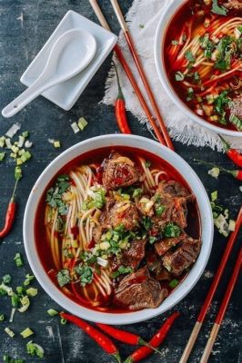  香辣牛肉麵，濃郁的牛油香氣與微辣的湯頭交織出獨特風味！